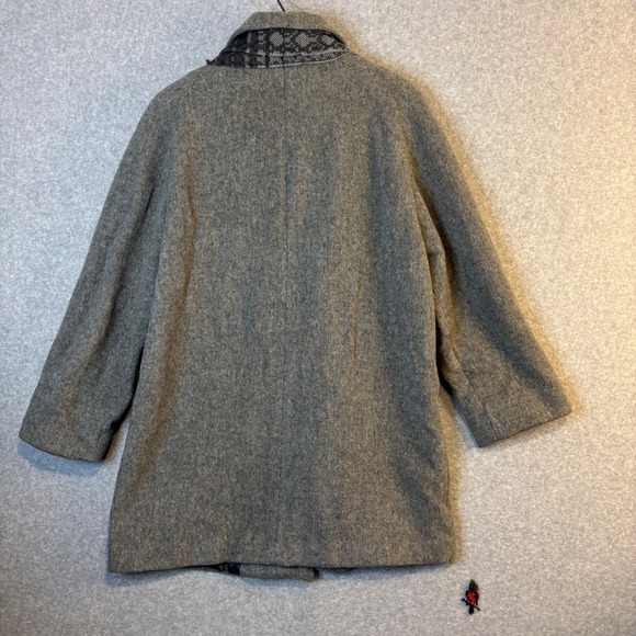Cabin Creek Vtg Women's 12 Wool Blend Coat Gray Button Front Collar Scarf Set - Picture 6 of 11
